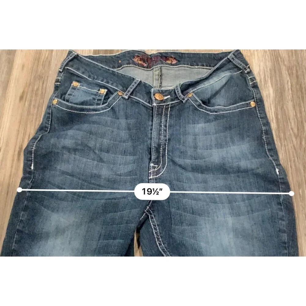 Philanthropic Jeans Womens Size 16 Blue Denim Straight Leg Mid Rise Medium Wash - Picture 10 of 14